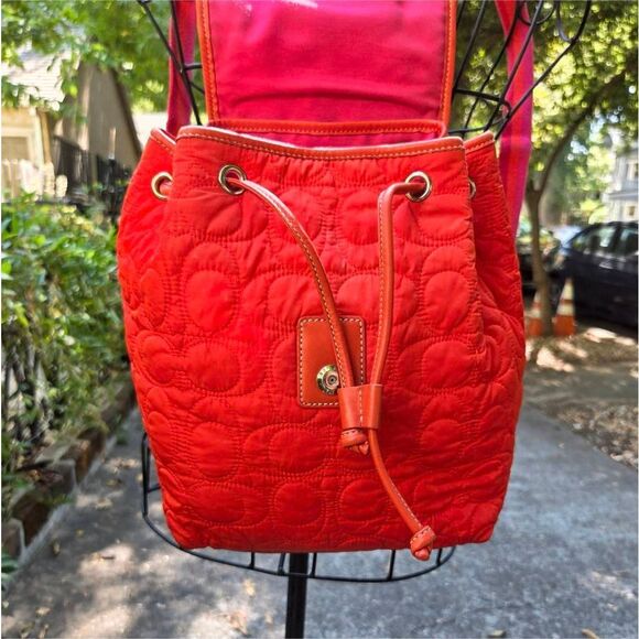 Coach Y2K Signature Quilted Drawstring Coral Mini Vintage Backpack. #5164 - Picture 8 of 13